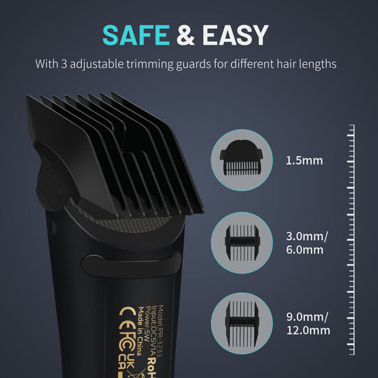 PRITECH Pubic Hair Trimmer for Men - Waterproof Body Hair Trimmer, Ceramic Blade Body Shavers for Men with USB-C Charging, Wet & Dry Use & Nick-Free Design, Balls & Sensitive Skin Safe (Black)