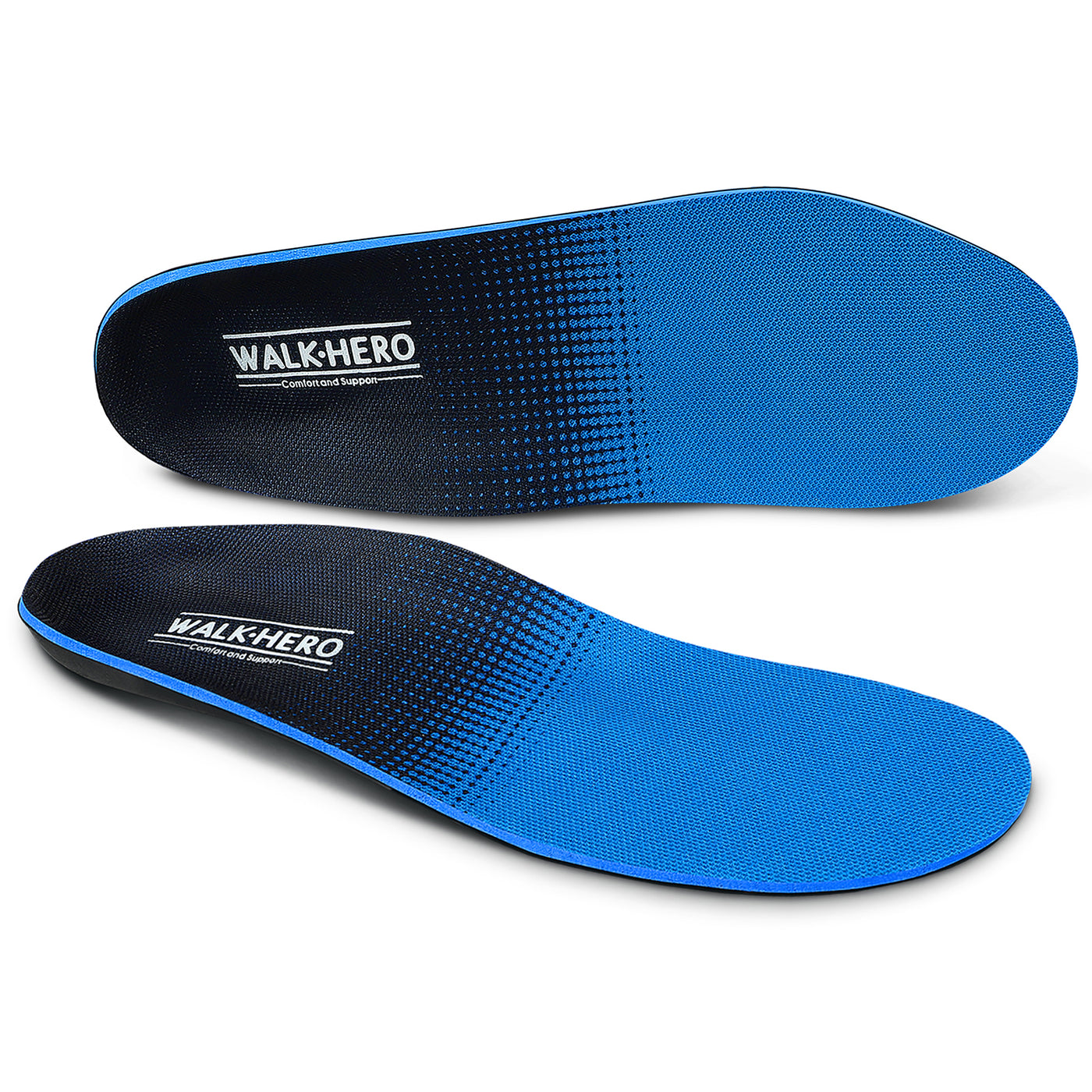 WALKHERO Men's Arch Support Orthotic Insoles Gray & New Blue & Blue 3-Pairs