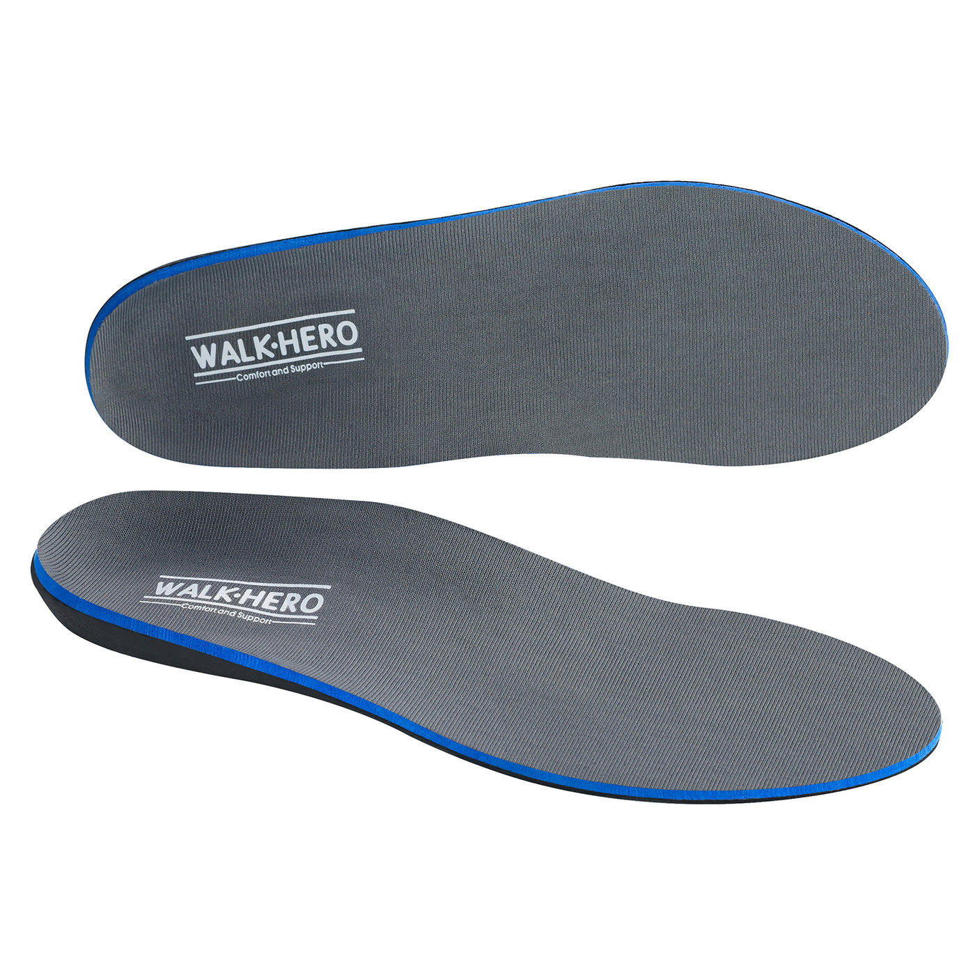 WALKHERO Men's Arch Support Orthotic Insoles Gray & Blue 2-Pairs