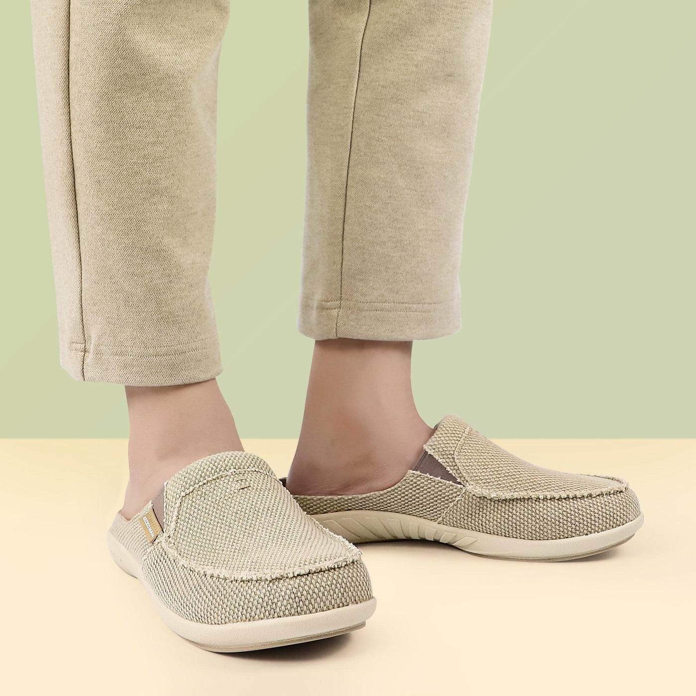 Men's Canvas Slippers Black & Beige (2 Pairs) - GECKOMAN