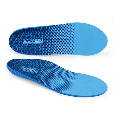 WALKHERO Men's Arch Support Orthotic Insoles New Blue & Gray 2-Pairs