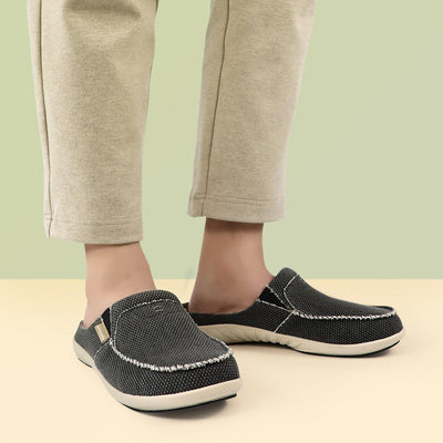 Men's Canvas Slippers Black & Grey (2 Pairs) - GECKOMAN