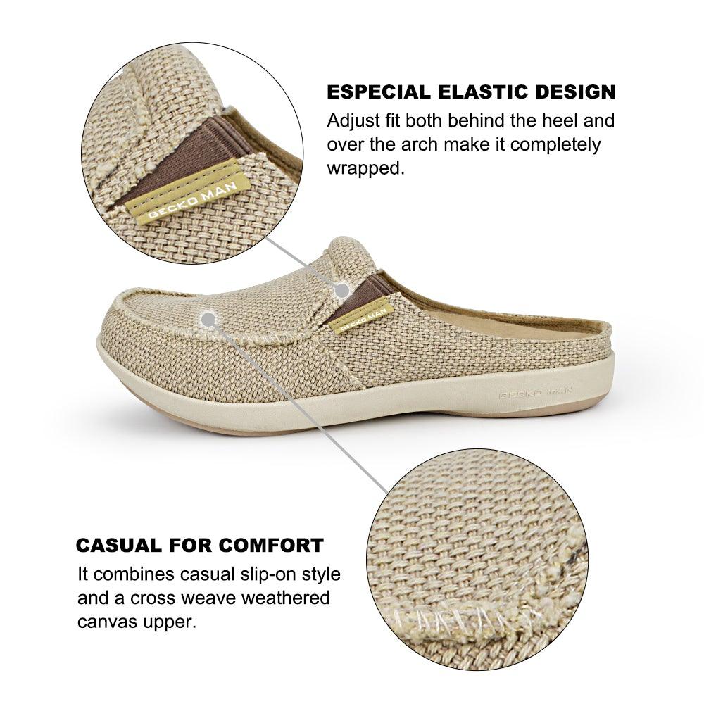 Men's Canvas Slippers Black & Beige (2 Pairs) - GECKOMAN