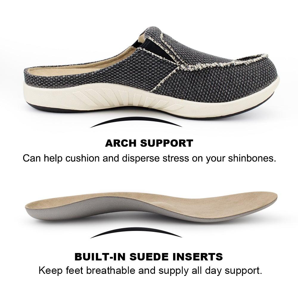 Men's Canvas Slippers Black & Beige (2 Pairs) - GECKOMAN