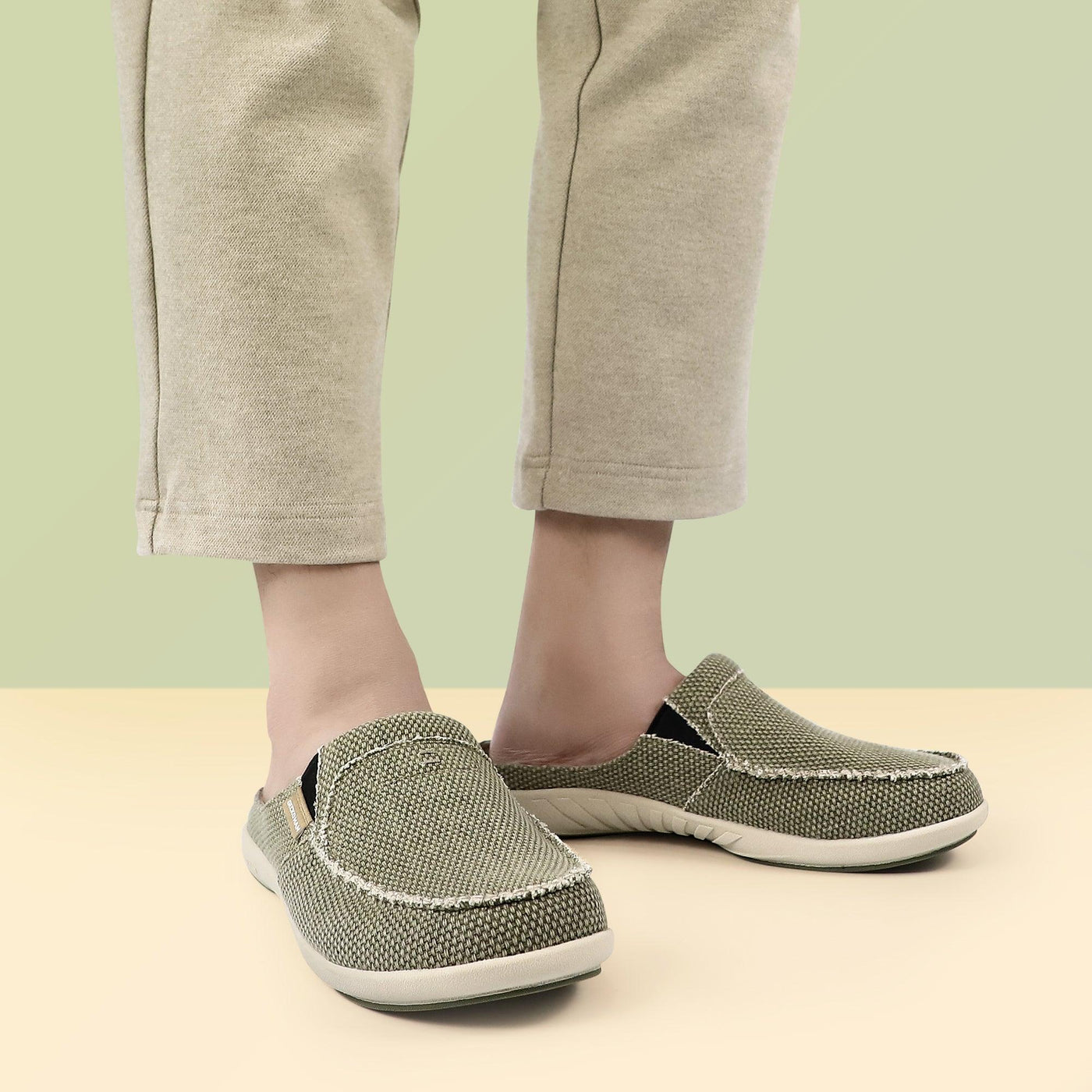 Men's Canvas Slippers Black & Green (2 Pairs) - GECKOMAN