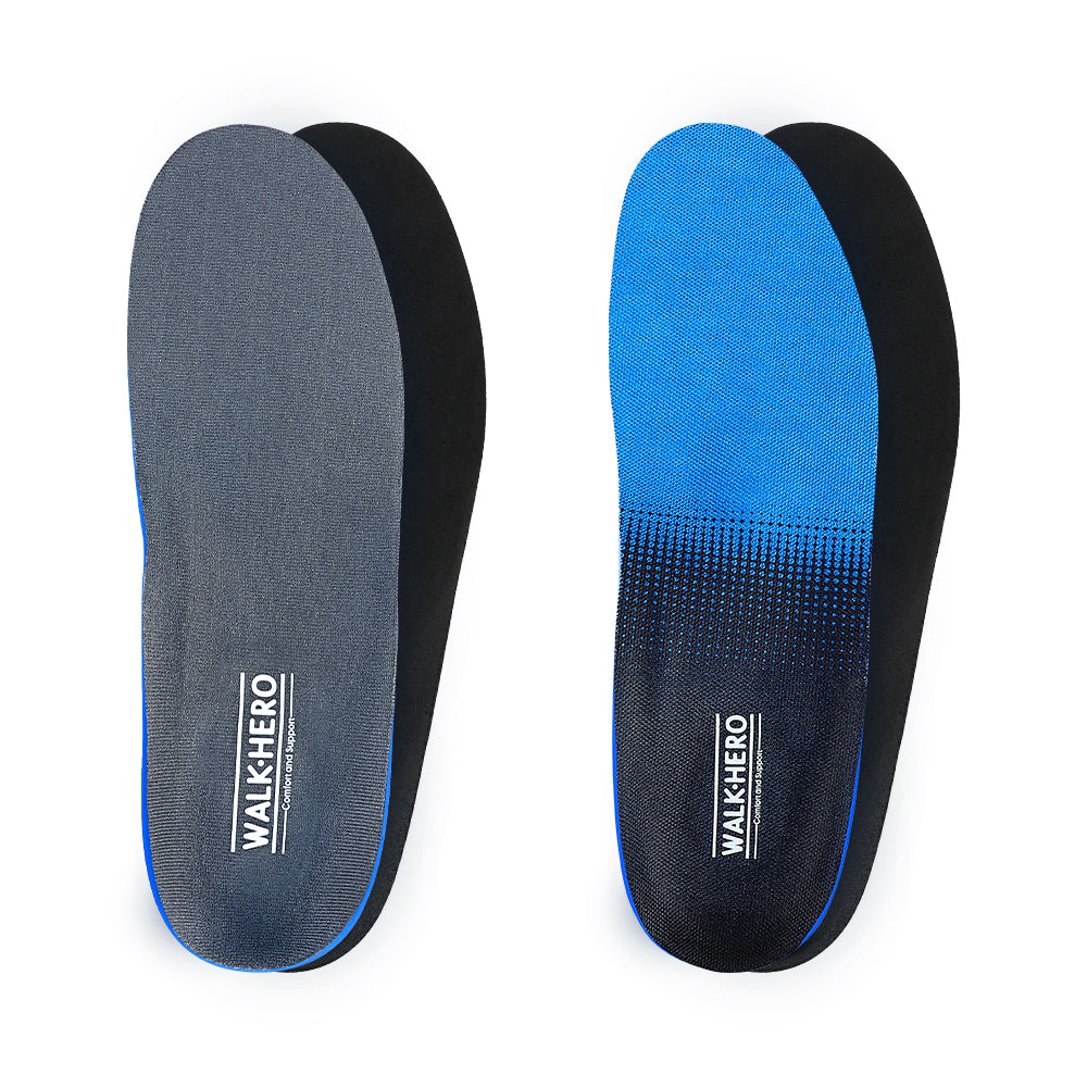 WALKHERO Men's Arch Support Orthotic Insoles Gray & Blue 2-Pairs